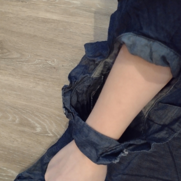 Umgee Open Shoulder Jean-Like Blouse - Picture 3 of 4